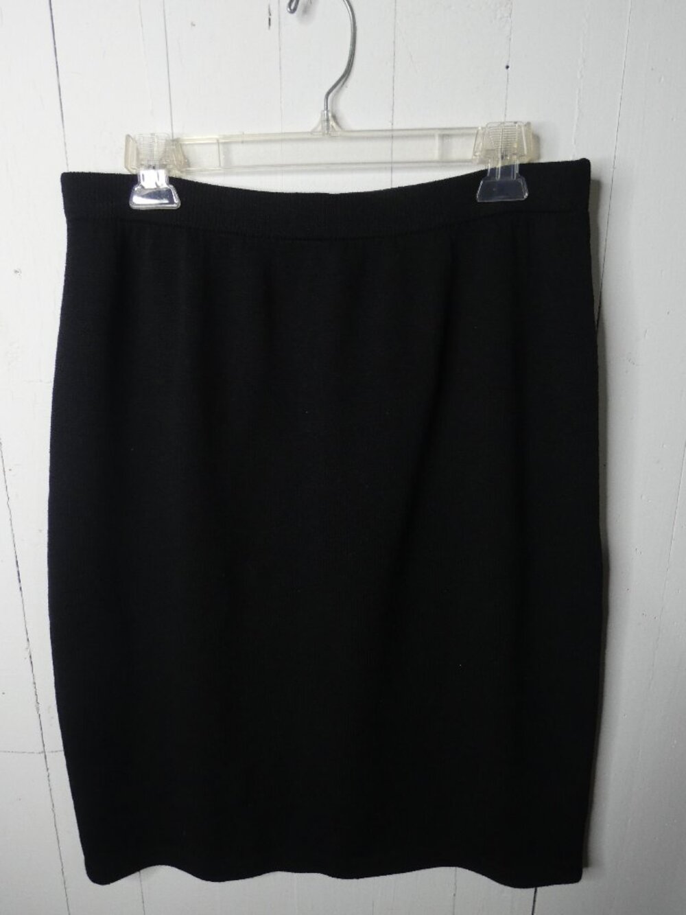 St John Womens 12 Black Santana Knit Wool Blend Pencil Skirt TAG REMOVED Stretch